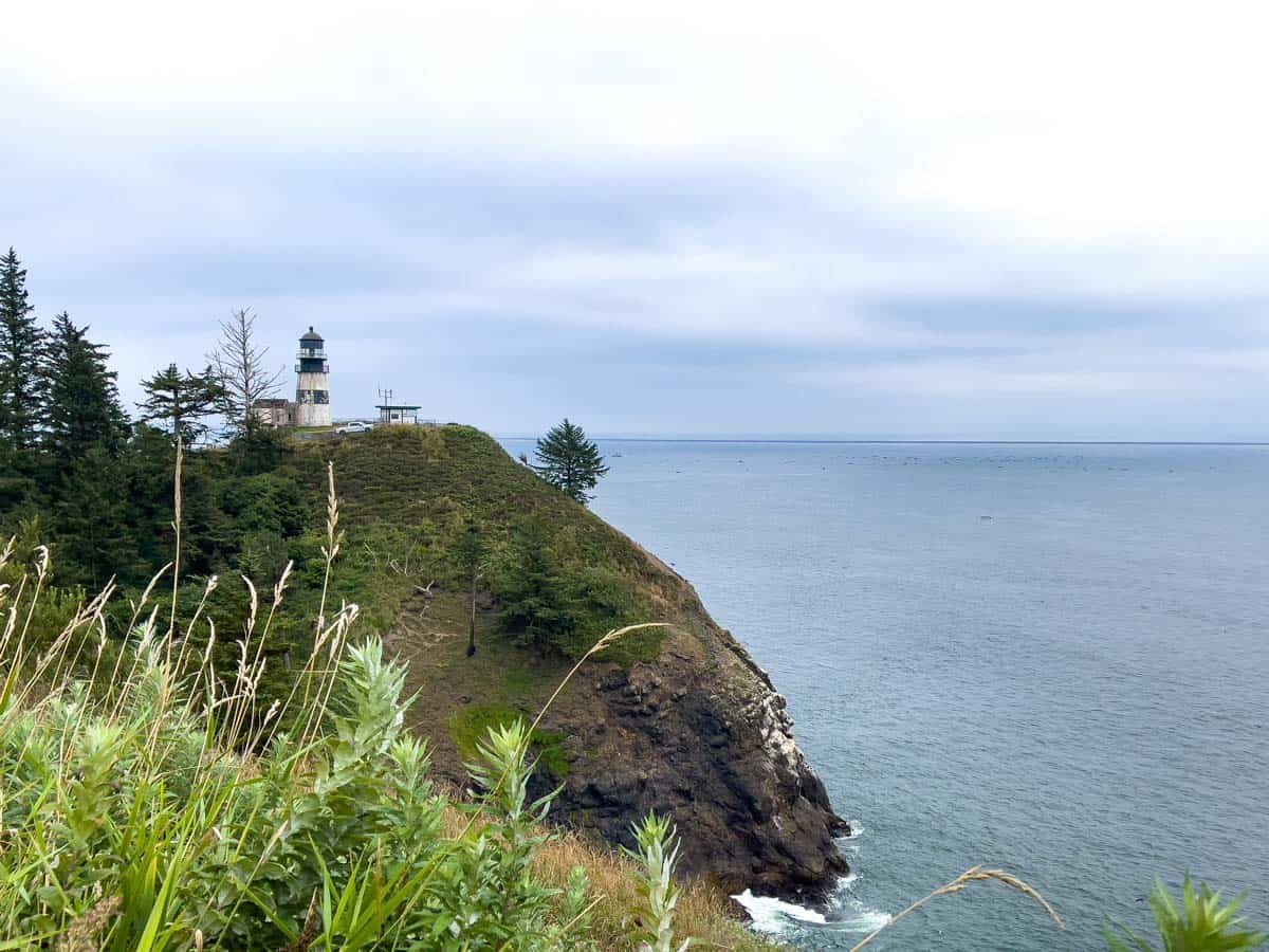 lighthouse on cliffs overlooking ocean