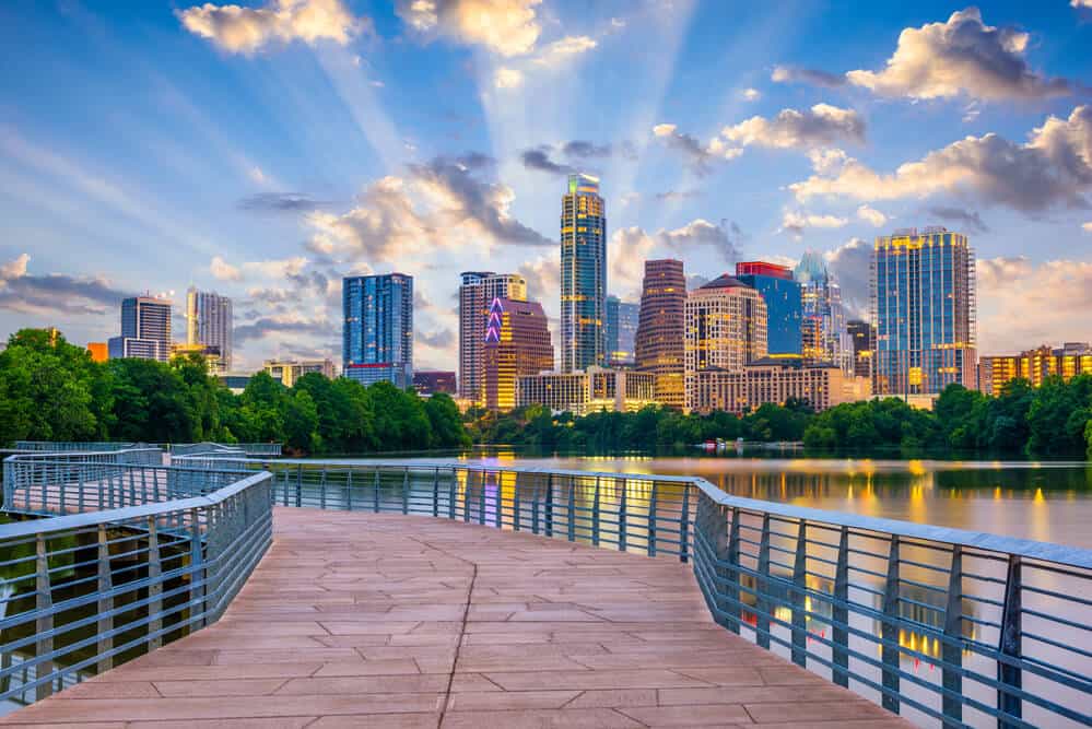 Boardwalk and skyline of austin tx