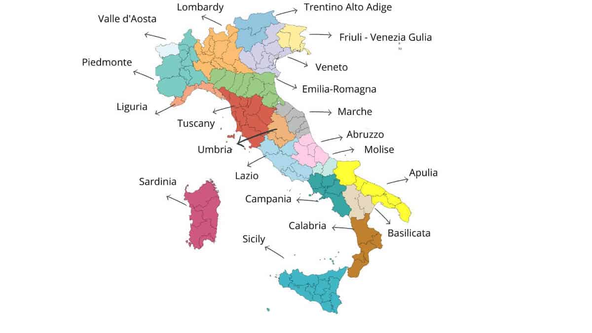 regions of italy map