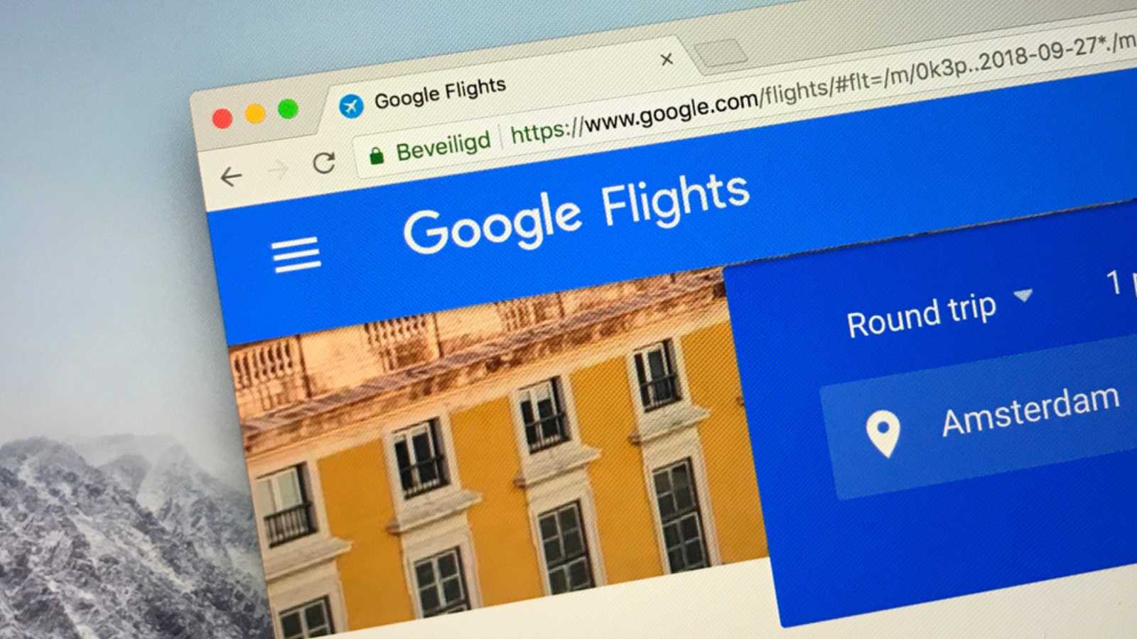 Mountain View, United States - September 11, 2018: Website of Google Flights, an online flight booking search service.