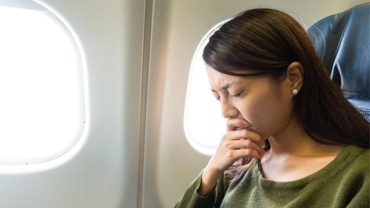 Woman on a plane fear of flying