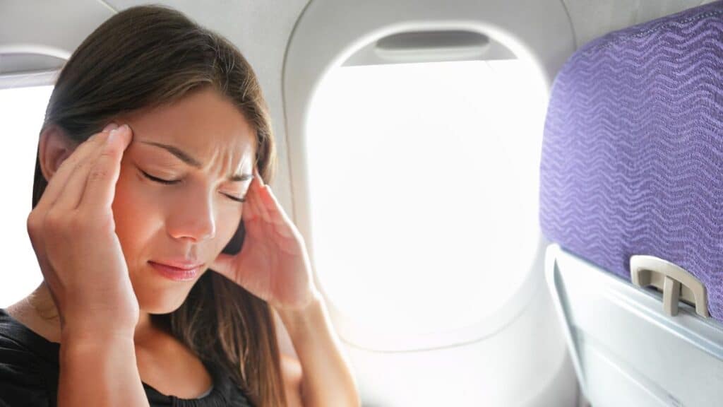 upset woman on plane