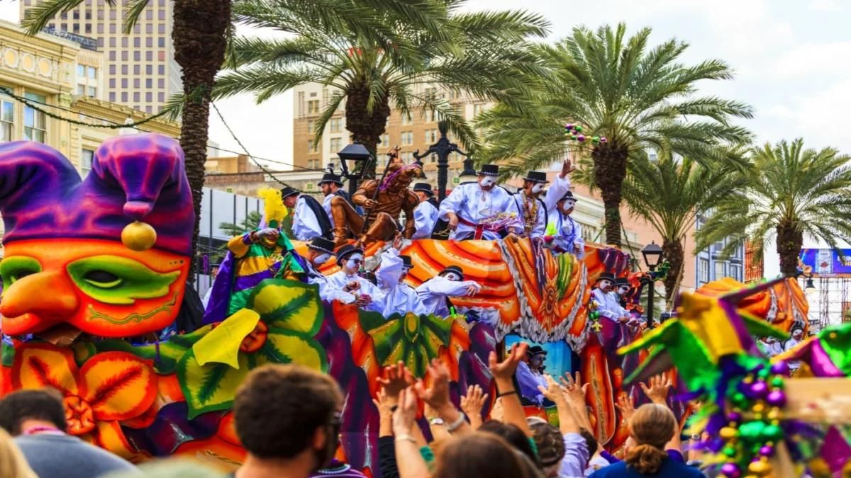 Mardi Gras parades through the streets of New Orleans