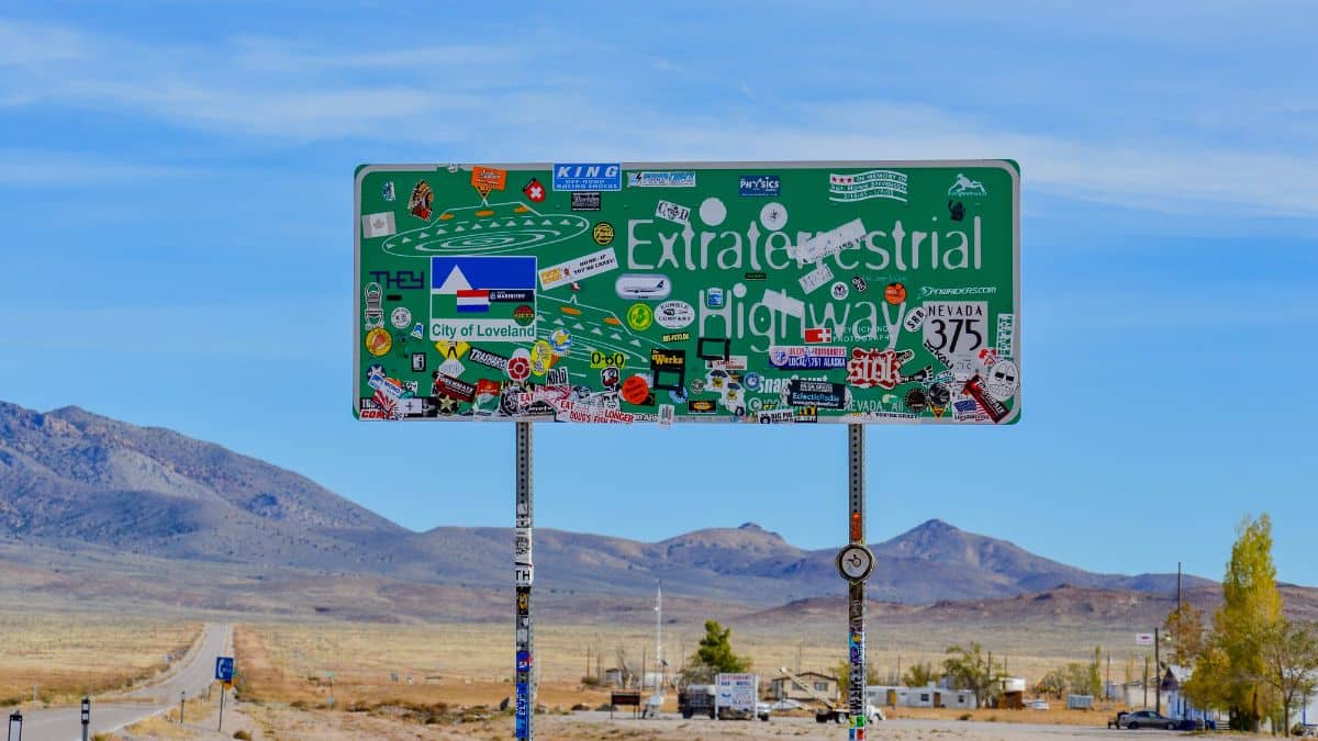 Extraterrestrial Highway road sign in Nevada, USA