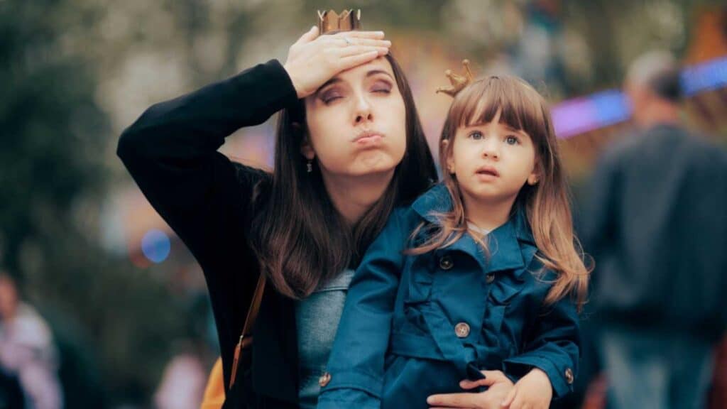 Woman traveling with kid