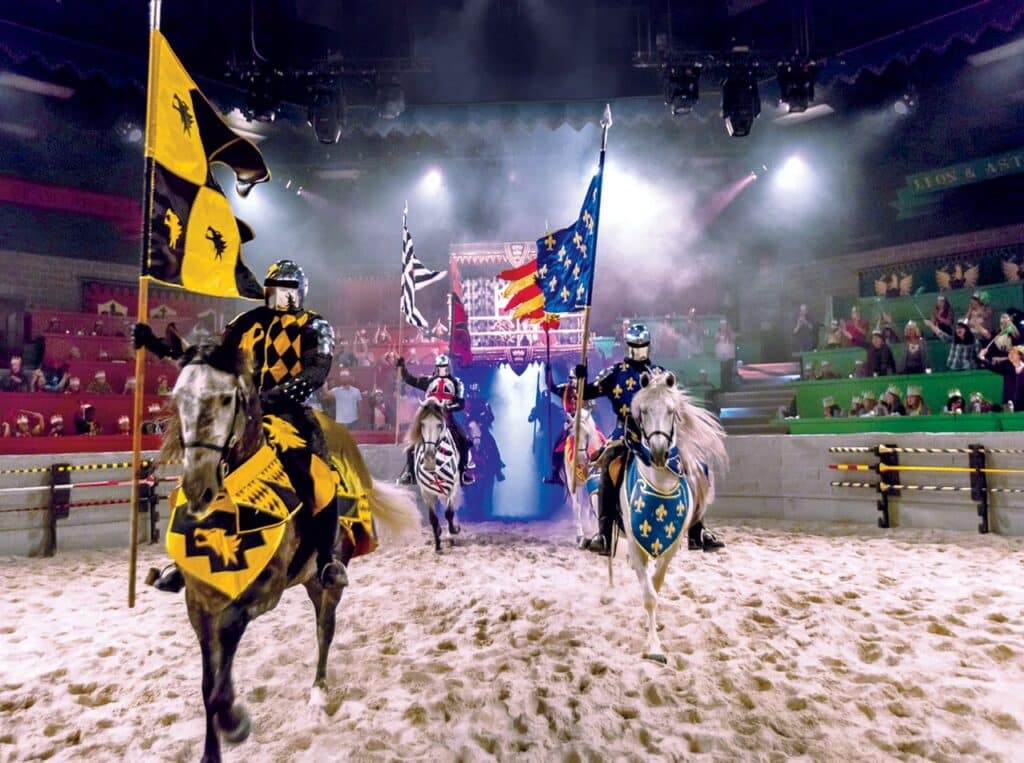 Knights charging at Medieval Times.