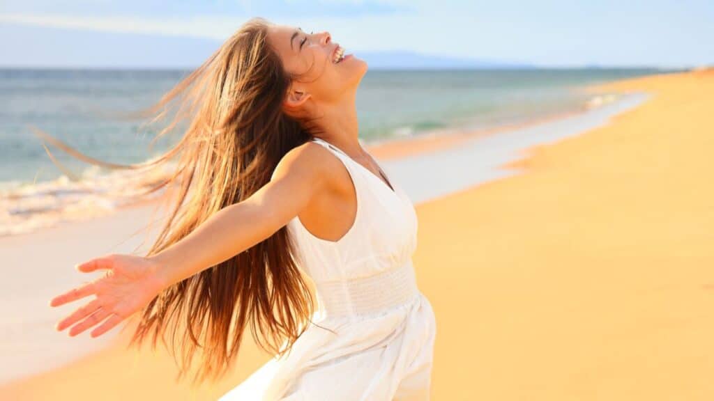 happy woman on the beach