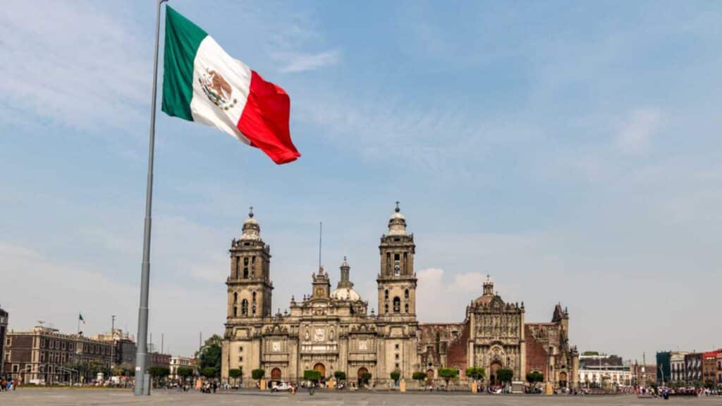 Panoramic view of Zocalo and Cathedral - Mexico City, Mexico