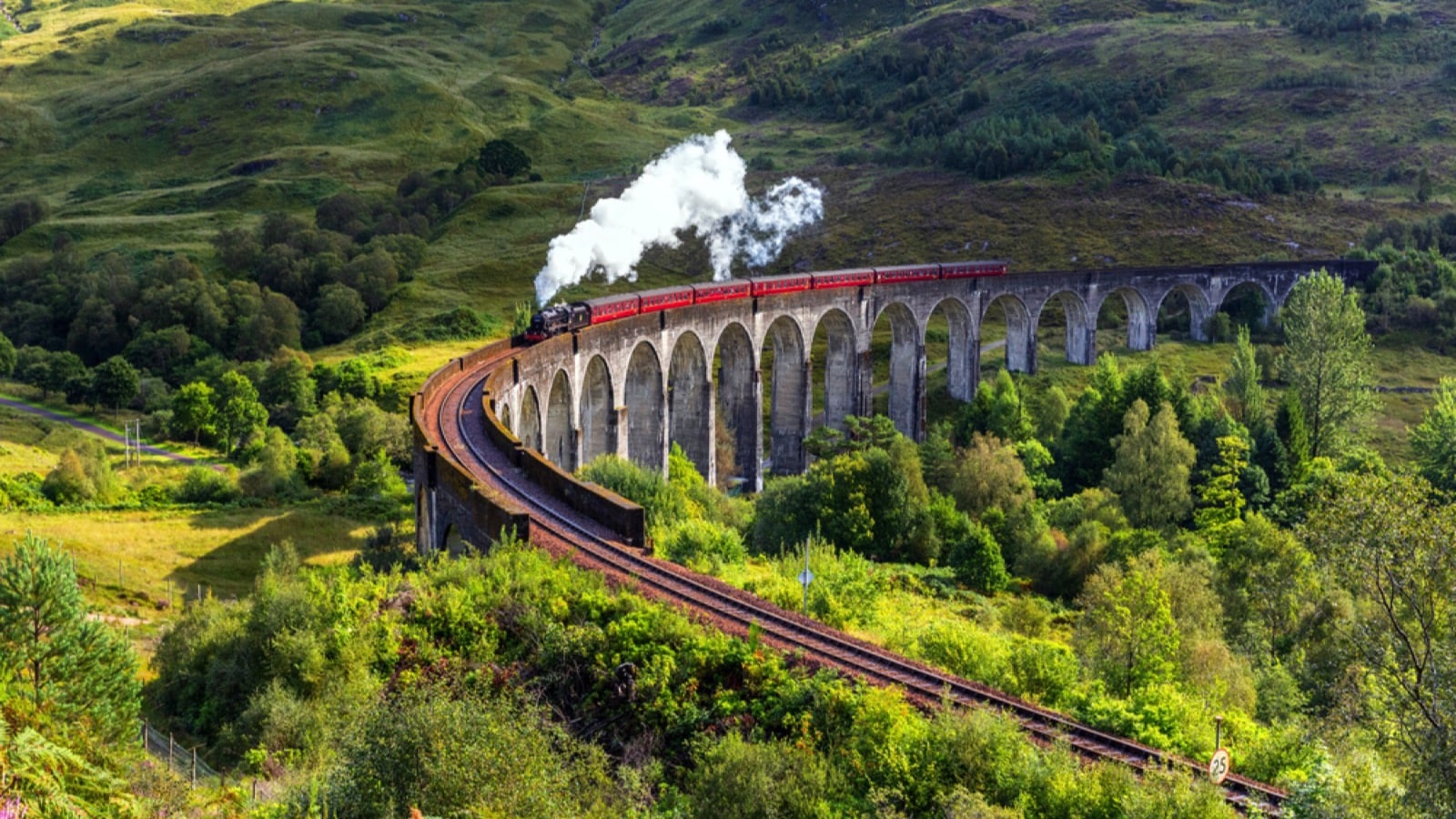 One of the world's great railway journeys running on the West Highland Line in Scotland between Fort William and Mallaig.