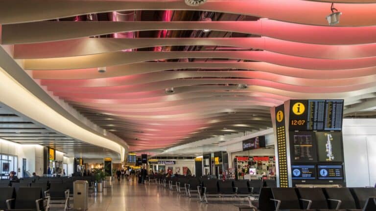 London,England on 25th Feb 2018:Heathrow Terminal 4 is an airport terminal at Heathrow Airport, the main airport serving London.The terminal was opened by the Prince and Princess of Wales in 1988